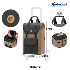 Boodschappenwagen met grote 3-spaken wielen, Royal Shopper Senta 2.0 zand