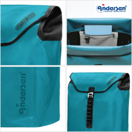 Tas Ortlieb petrol, boodschappentas voor de boodschappenwagen van Andersen