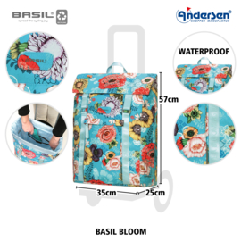 Tas Basil Bloom blauw, boodschappentas voor de boodschappenwagen van Andersen