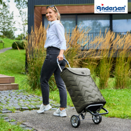 Zeer lichte boodschappenwagen van aluminium, Scala Shopper Plus Hilma olijf