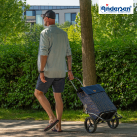 Boodschappenwagen met grote 3-spaken wielen, Royal Shopper Fita blauw