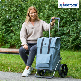 Boodschappenwagen met grote 3-spaken wielen, Royal Shopper Lisa blauw