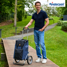 Boodschappenwagen met grote wielen met metalen spaken, Royal Shopper Senta 2.0 blauw