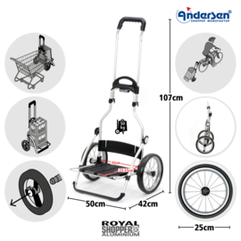 Boodschappenwagen met grote wielen met metalen spaken, Royal Shopper Hilma rood