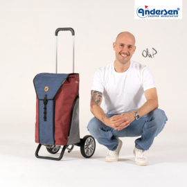Lichte in hoogte verstelbare boodschappenwagen van aluminium, Alu Star Shopper Oli.P 2.0 blauw