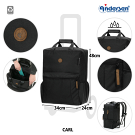 Tas Carl zwart, boodschappentas voor de boodschappenwagen van Andersen