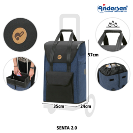 Boodschappenwagen met grote wielen met metalen spaken, Royal Shopper Senta 2.0 blauw