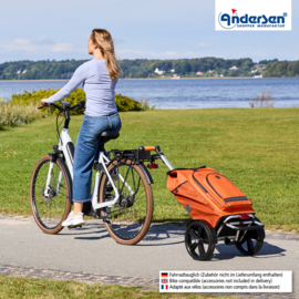 Boodschappenwagen met extra grote wielen voor achter de fiets, Tura Shopper Hydro 3.0 oranje