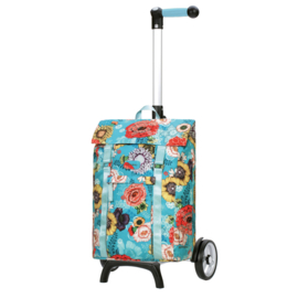 Boodschappenwagen voor achter de fiets, Unus Shopper Fun Basil Bloom blauw