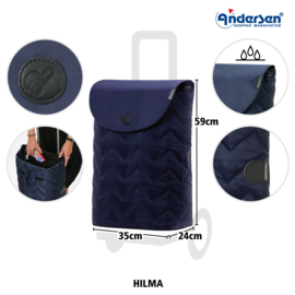 Boodschappenwagen met grote 3-spaken wielen, Royal Shopper Hilma blauw