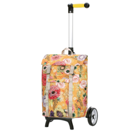 Boodschappenwagen voor achter de fiets, Unus Shopper Fun Basil Bloom geel