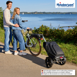 Boodschappenwagen met extra grote wielen voor achter de fiets, Tura Shopper Hydro 3.0 zwart