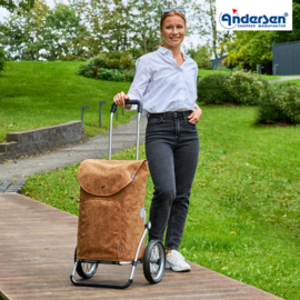 Boodschappenwagen met grote wielen met metalen spaken, Royal Shopper Marta camel