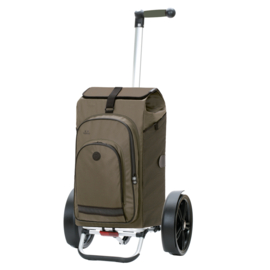 Boodschappenwagen met extra grote wielen voor achter de fiets, Tura Shopper Hydro 3.0 olijf