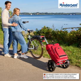 Boodschappenwagen met extra grote wielen voor achter de fiets, Tura Shopper Hydro 3.0 rood