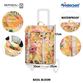 Boodschappenwagen voor achter de fiets, Unus Shopper Fun Basil Bloom geel