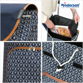 Tas Famke blauw, boodschappentas voor de boodschappenwagen van Andersen