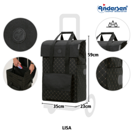 Opvouwbare boodschappentrolley voor de trap, Scala Traploper Shopper Lisa zwart