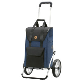 Boodschappenwagen met grote wielen met metalen spaken, Royal Shopper Senta 2.0 blauw