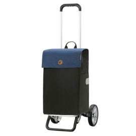 Lichte in hoogte verstelbare boodschappenwagen van aluminium, Alu Star Shopper Hera blauw