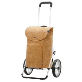Boodschappenwagen met grote wielen met metalen spaken, Royal Shopper Marta camel