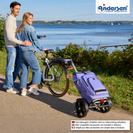 Boodschappenwagen met extra grote wielen voor achter de fiets, Tura Shopper Hydro 3.0 flieder lila