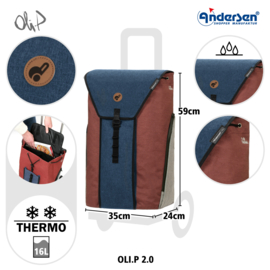 Tas Oli.P 2.0 blauw, boodschappentas voor de boodschappenwagen van Andersen