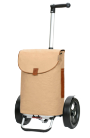 Boodschappenwagen met extra grote wielen voor achter de fiets, Tura Shopper Saira Beige