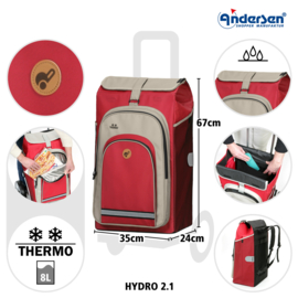 Tas Hydro 2.1 rood, boodschappentas voor de boodschappenwagen van Andersen