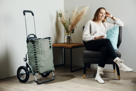 Boodschappenwagen met grote wielen met metalen spaken, Royal Shopper Silja zwart