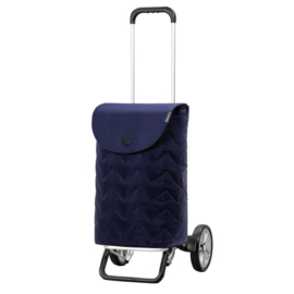 Lichte in hoogte verstelbare boodschappenwagen van aluminium, Alu Star Shopper Hilma blauw