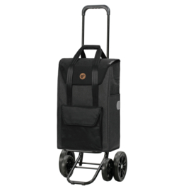 Boodschappenwagen met 4 wielen, ook om te duwen, Quattro Shopper Senta 2.0 zwart