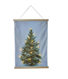 Wj10 Wanddoek kerstboom met lichtjes (fluweel) groot