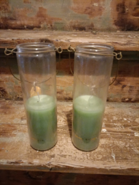 Home115 Glas met kaars (groen) (18.)