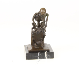 Rodin de Denker Skelet Bronzen Beeld 15 cm