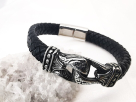 Leren Armband Met Edelstalen Infinity Design