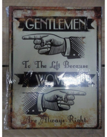 Metalen Wandplaat - Gentlemen To The Left