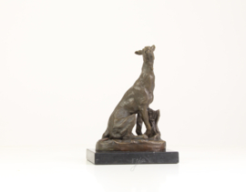 Bronzen Beeld Zittende Greyhound