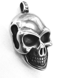 Edelstalen Skull Hanger Donkere Ogen + Ketting