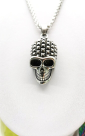 Edelstalen Skull Hanger Puntig Design + Ketting