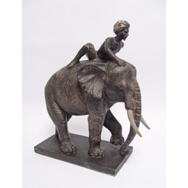 Olifant Met Berijder Polystone Beeld