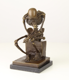 Bronzen Beeld  De Denker Skelet 24,6 cm