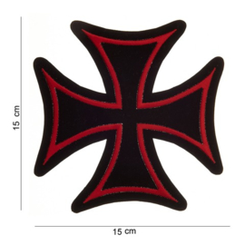 Embleem stof maltezer kruis (rood-groot)