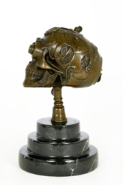 Bronzen  Beeld Steampunk Sculptuur Schedel