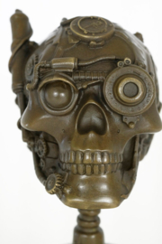 Bronzen  Beeld Steampunk Sculptuur Schedel