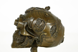 Bronzen  Beeld Steampunk Sculptuur Schedel