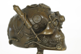 Bronzen  Beeld Steampunk Sculptuur Schedel