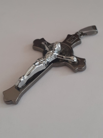 Jezus Aan Antraciet Kruis Edelstaal Hanger