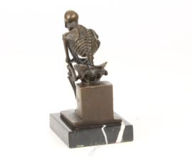 Rodin de Denker Skelet Bronzen Beeld 15 cm