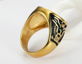 Vintage Edelstalen Ankerring Met Zirkoon